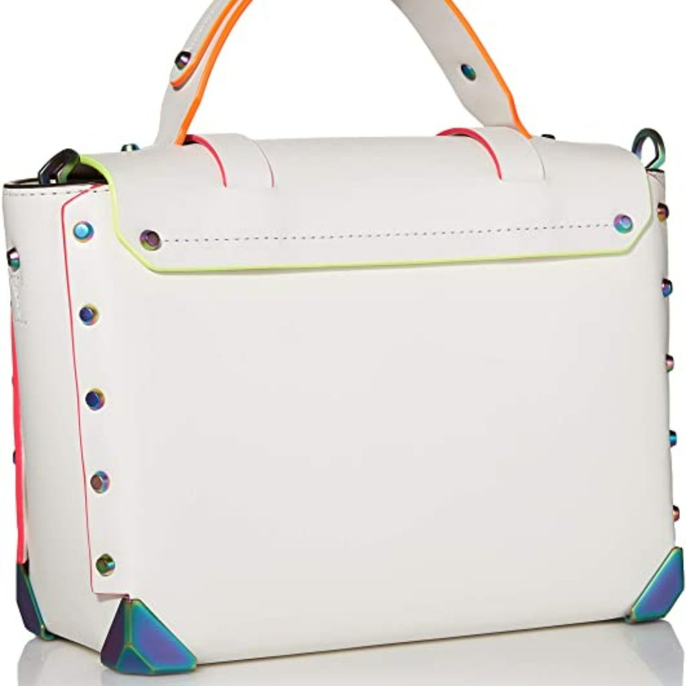 MICHAEL KORS MANHATTAN MEDIUM OPTIC WHITE NEON CROSSBODY SCHOOL SATCHEL BAG NWT! - Picture 10 of 15